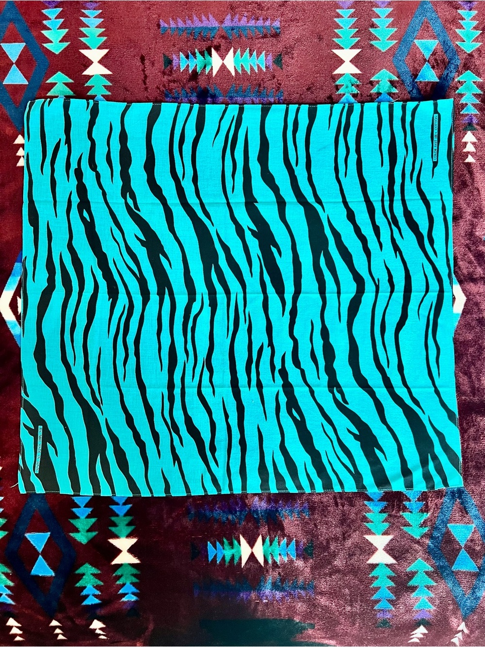 100% Turquoise 💠Zebra 🦓Print Bandana